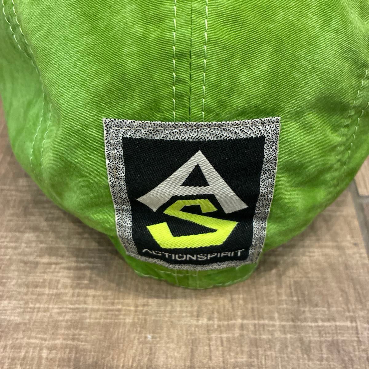 希少 OLDアシックス ヴィンテージ キャップ ライムグリーン 日本製