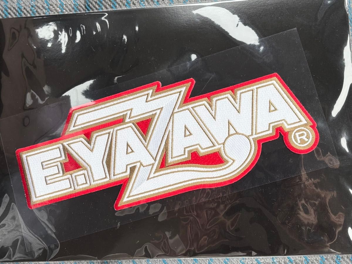 矢沢永吉 E YAZAWA BIG刺繍ワッペンシール ロゴ ホワイト/ゴールド