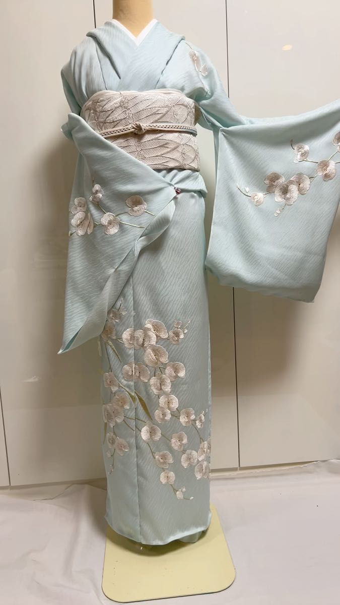 蘇州刺繍 汕頭刺繍 訪問着 総柄 鳥 更紗文様 金糸 正絹 X383｜Yahoo