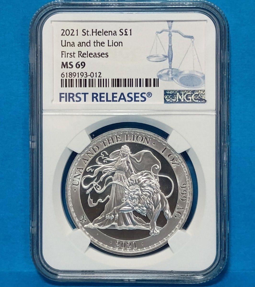 2021 イギリス領セントヘレナ ウナとライオン 1オンス1ポンド銀貨