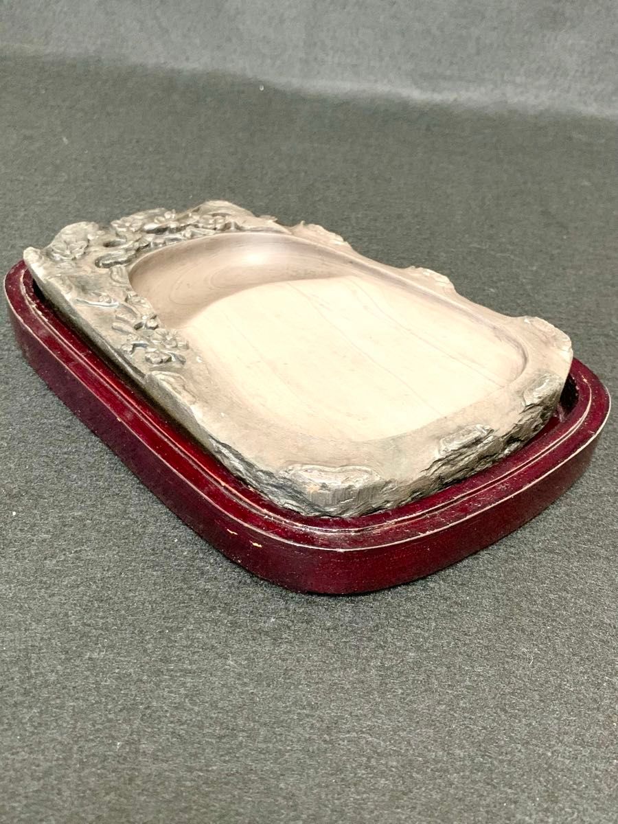 中国端渓硯 天然高級硯石 中国硯 木箱入り 石波模様 アンティーク希少