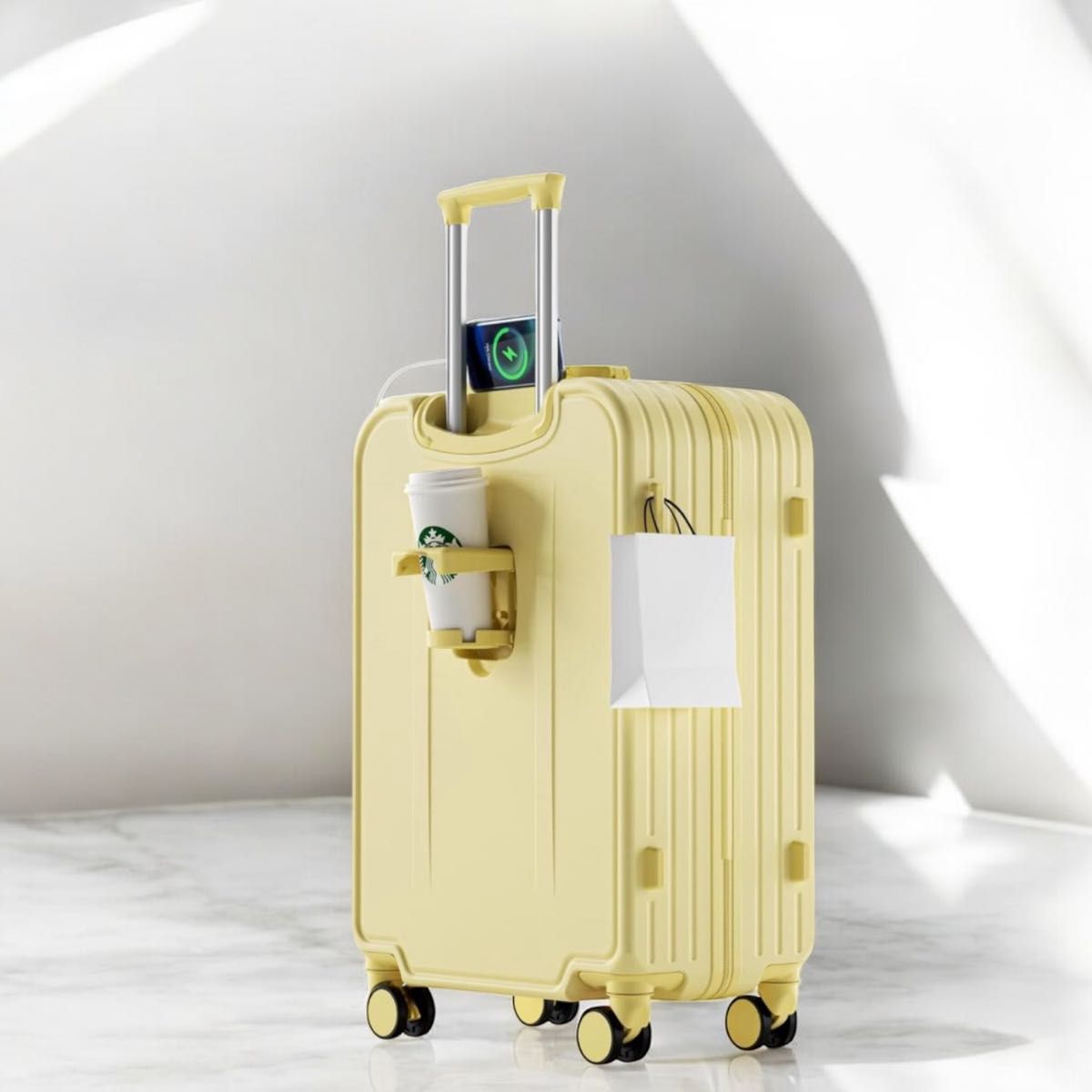 スーツケース 機内持ち込み キャリーケース イエロー USB充電ポート