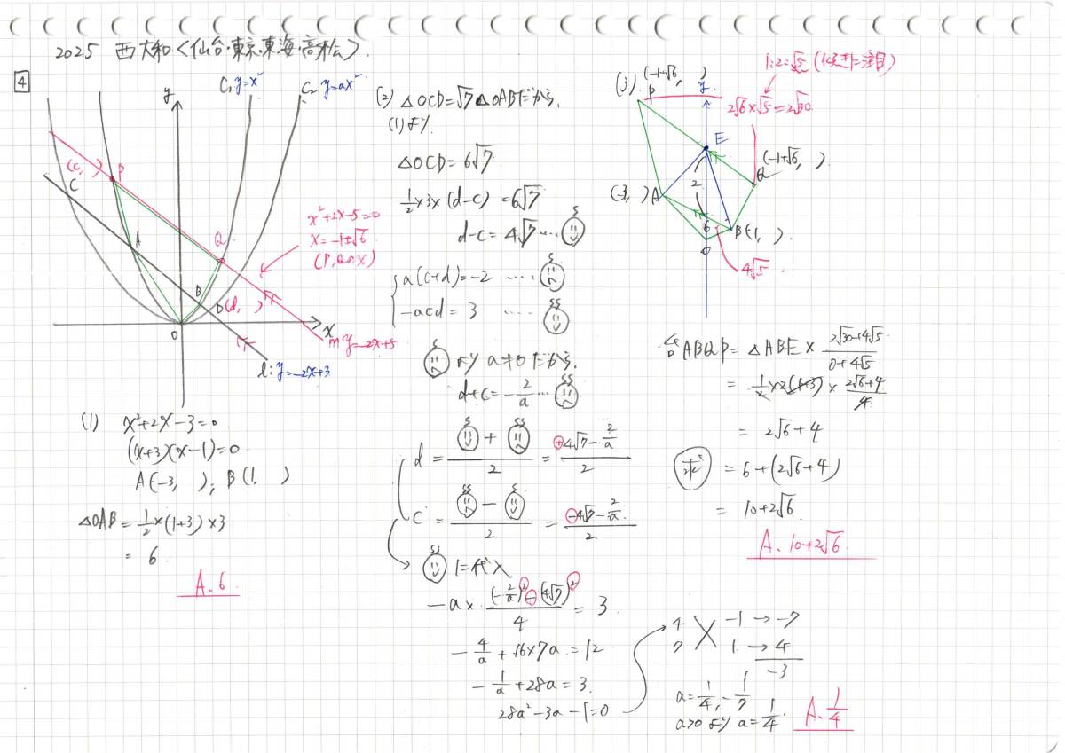 塾講師のオリジナル 数学 解説 西大和学園 仙台東京東海高松会場 高校