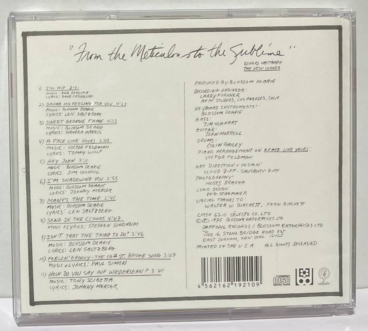 ブロッサム・ディアリー Blossom Dearie / 1975 From The Meticulous