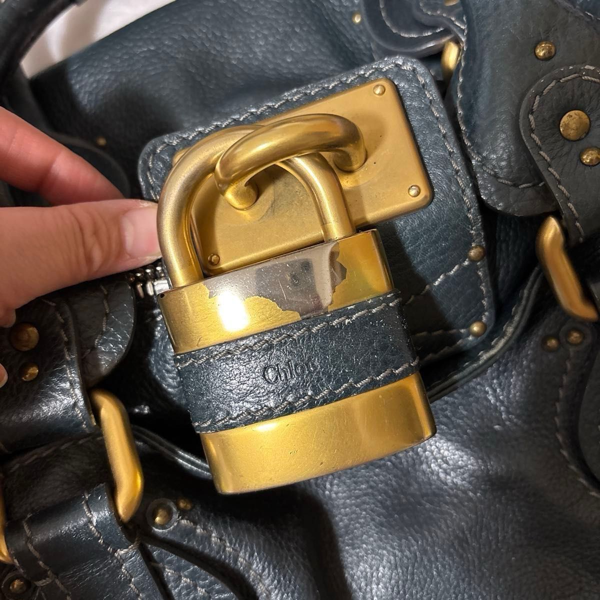 クロエ パディントン バッグ ブルー ネイビー ブルーグレー Chloe