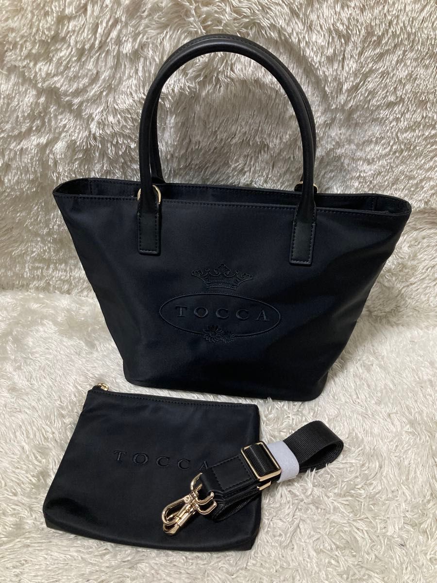 極美品 トッカ ロゴ トートバッグ ショルダーバッグ 2way ブラック