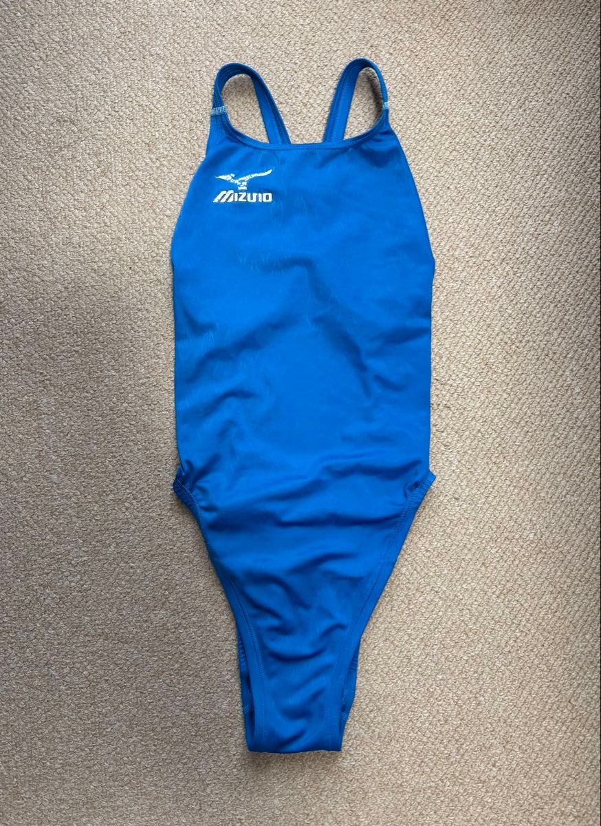 競泳水着 マイティライン ハイカット Mサイズ 強光沢 ブルー うろこ