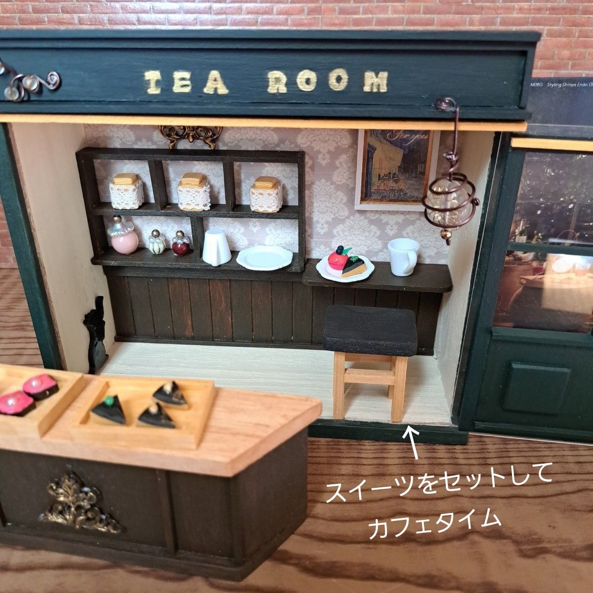 180 ミニチュアカフェ ドールハウス 背景ボード シルバニアファミリー