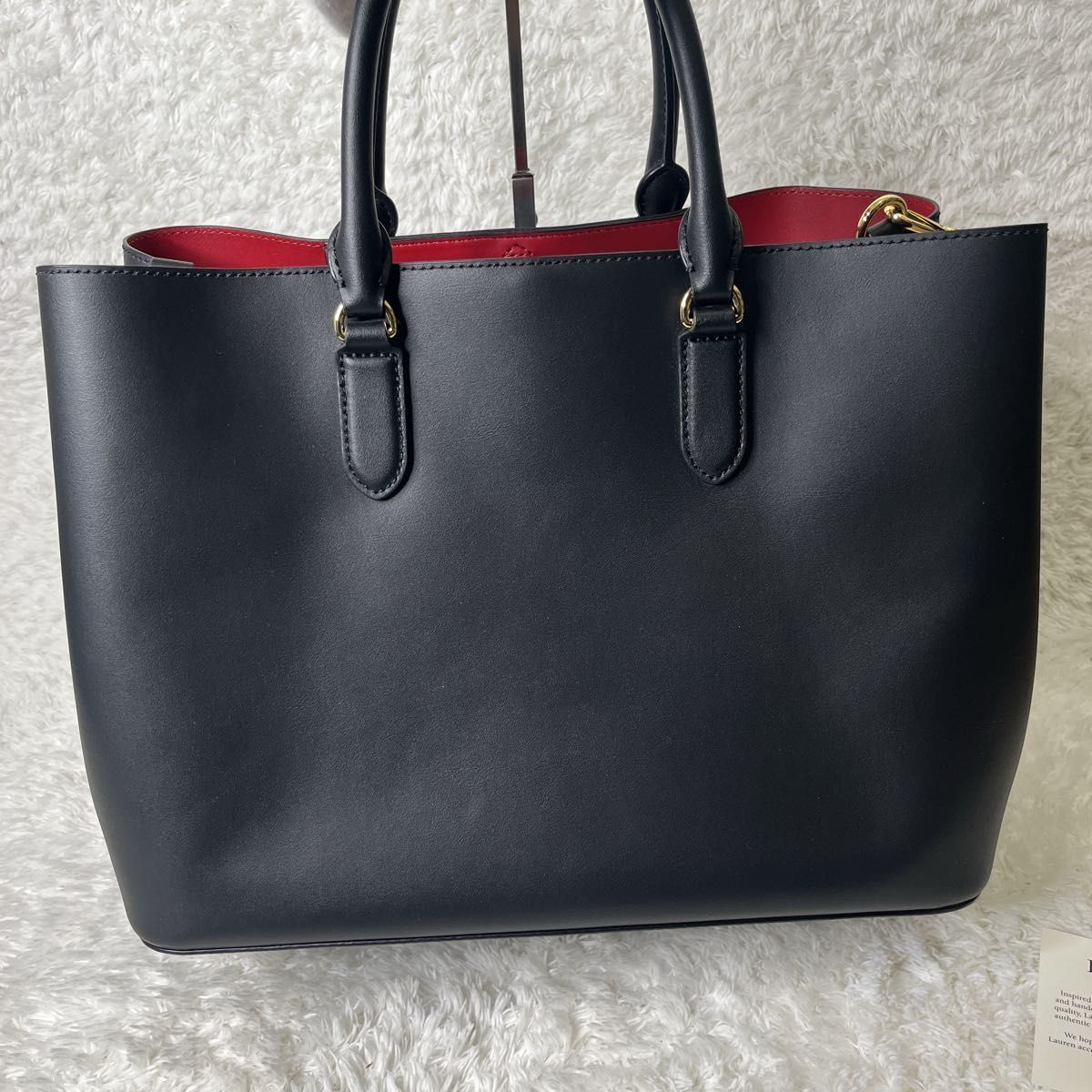 オールドラルフローレン 2way籠バッグ レザー ブラック 自立 オールド