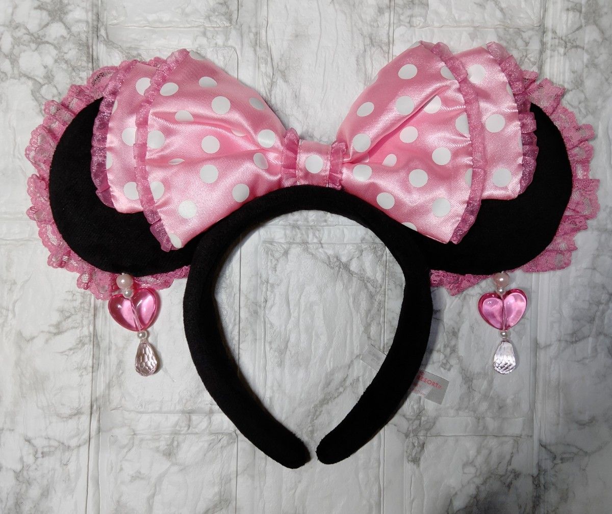 美品 ディズニー ミニー レース イヤリング カチューシャ ピンク