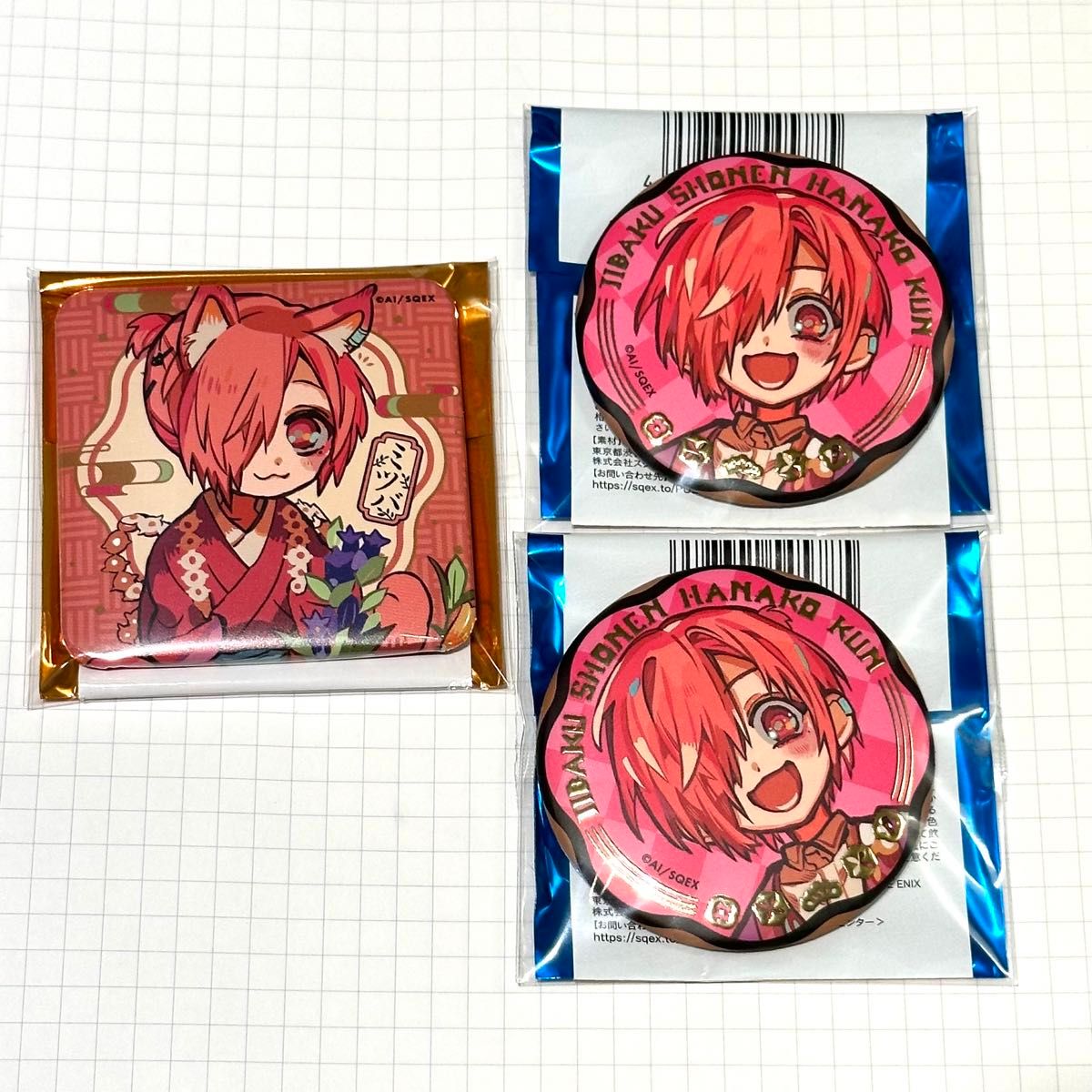 地縛少年花子くん 化け猫旅館 スクエア缶バッジ 10周年缶バッジ ミツバ