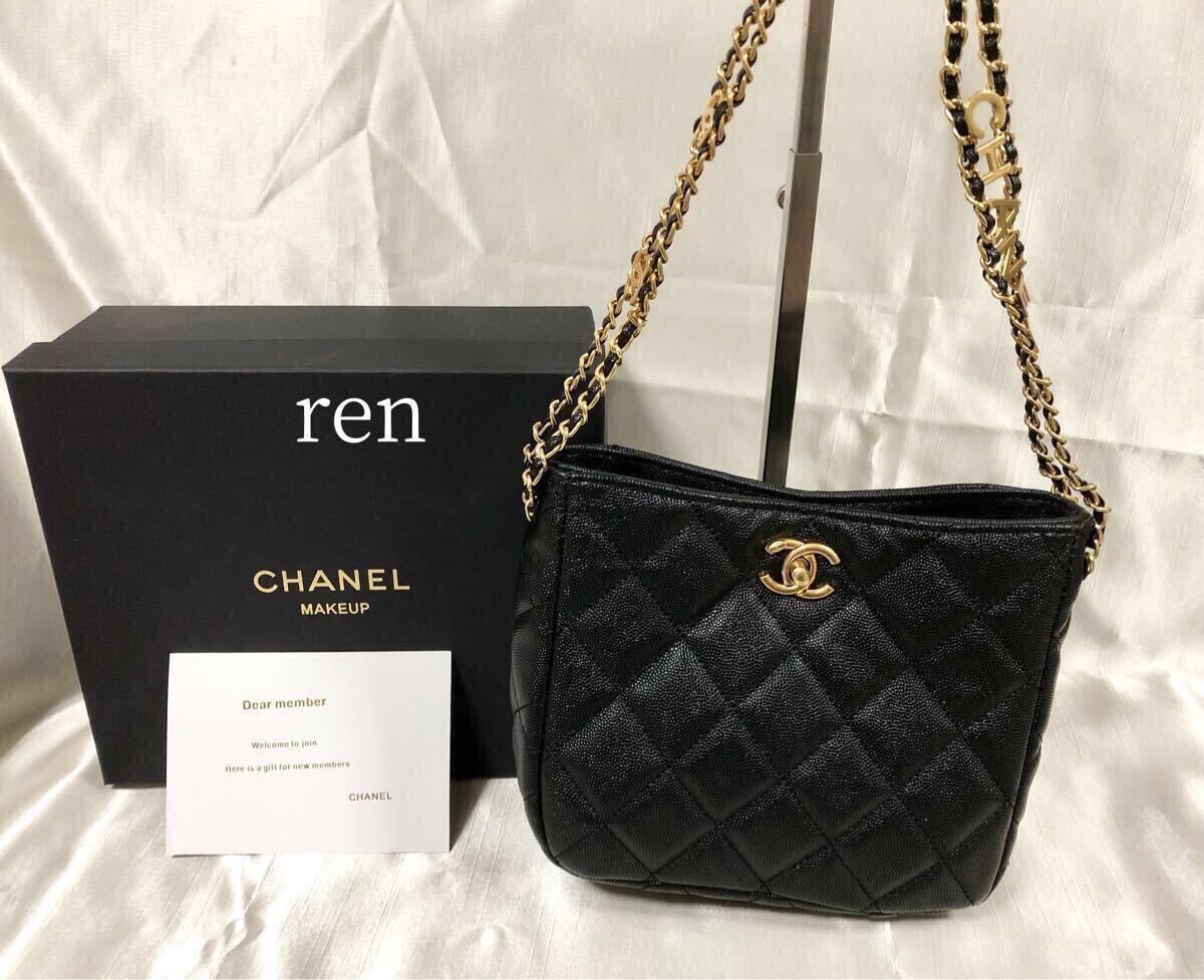 新品 CHANEL シャネル ノベルティ ショルダーバッグ ブラック ゴールド