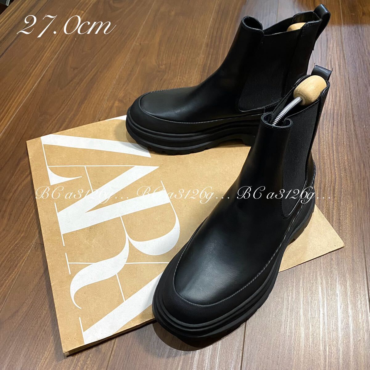 新品 ZARA CHUNKY CHELSEA BOOTS 27 0cm 42 BLACK メンズ ザラ 厚底