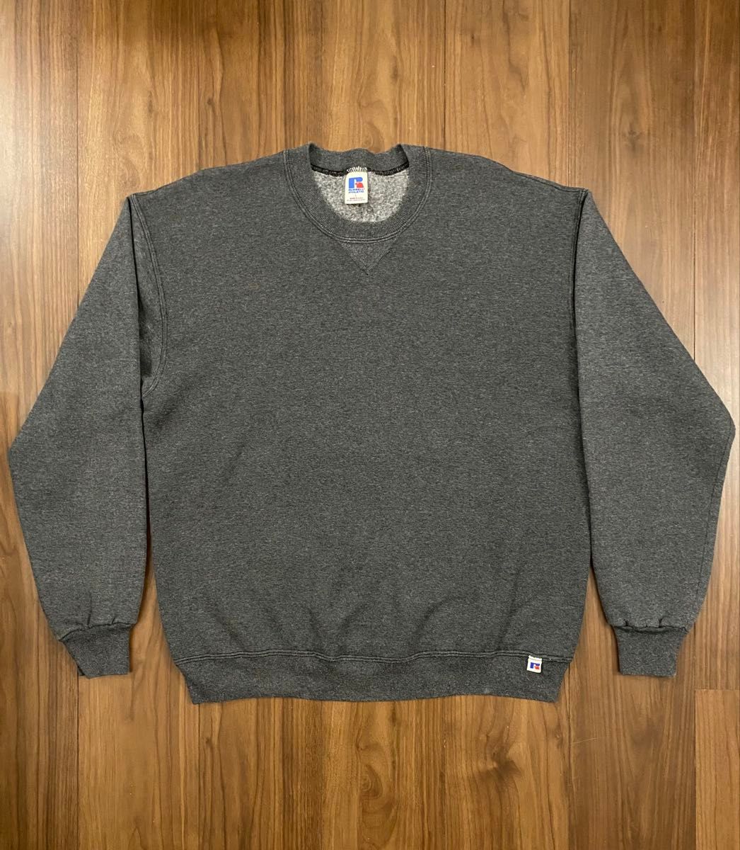 80s 90s Russell ラッセル 前V 無地 ブランク スウェット チャコール
