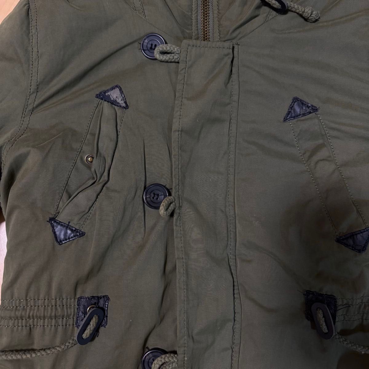 Y2K ギミック グランジ モッズコート ファー カーキ ミリタリー ヒョウ