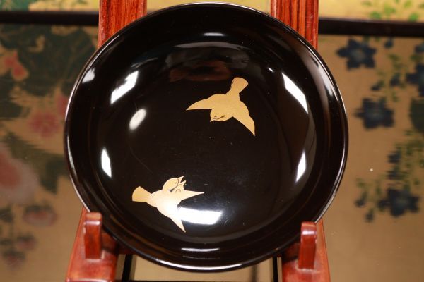 輪島塗 図替わり 草花蒔絵 吸物椀 五客 木製 BJ119