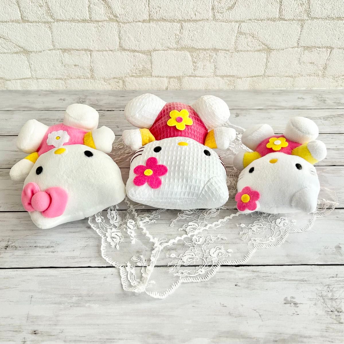 希少 レトロ ぬいぐるみ 3点セットハローキティ フラワー 1998/1999年