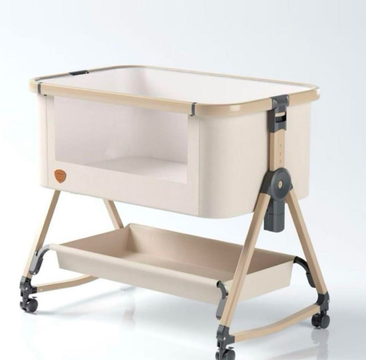 HZDMJ ベビーベッド グレー 6段階高さ調整 キャスター付き｜Yahoo