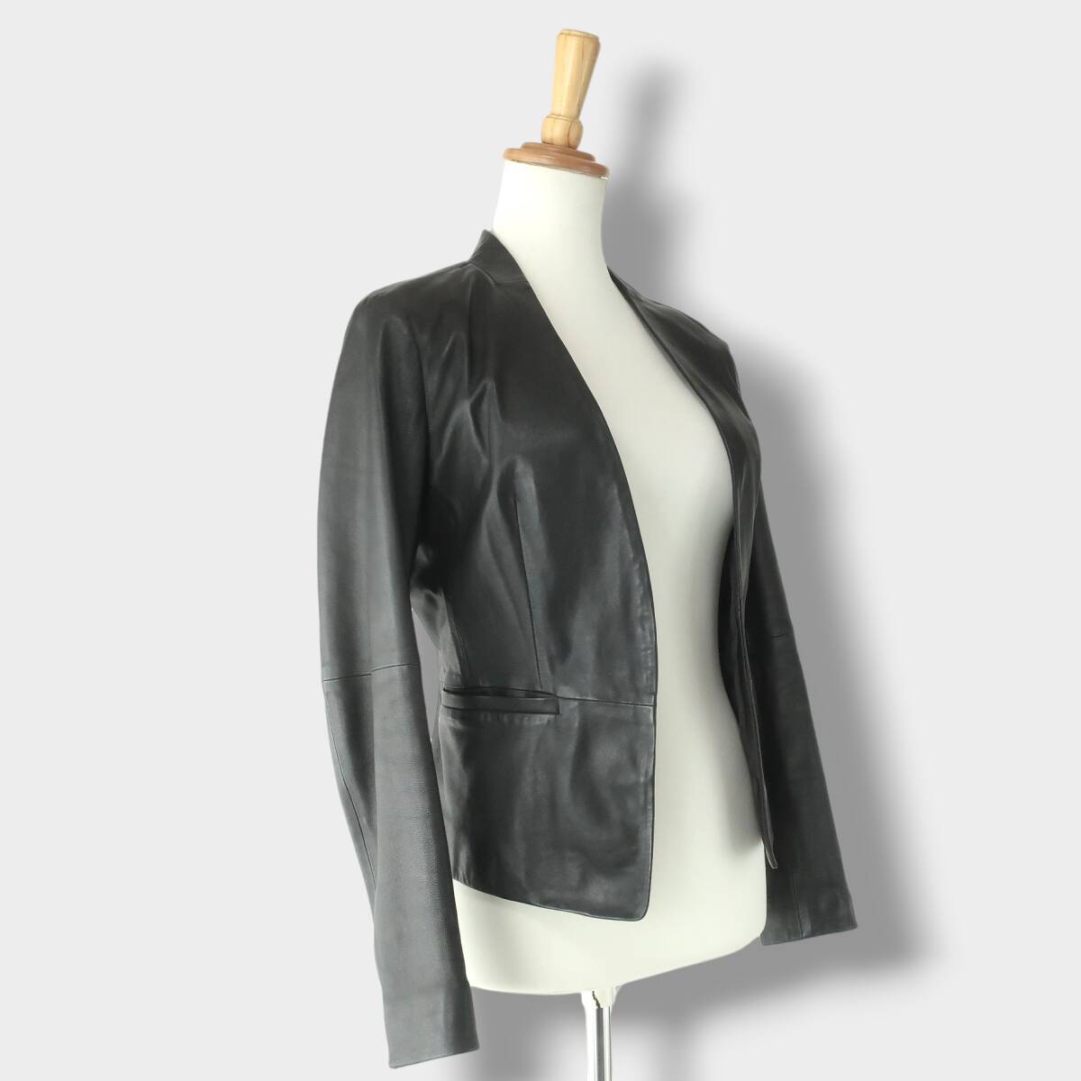 UNTITLED アンタイトル ラムレザー ライダースジャケット ノーカラー