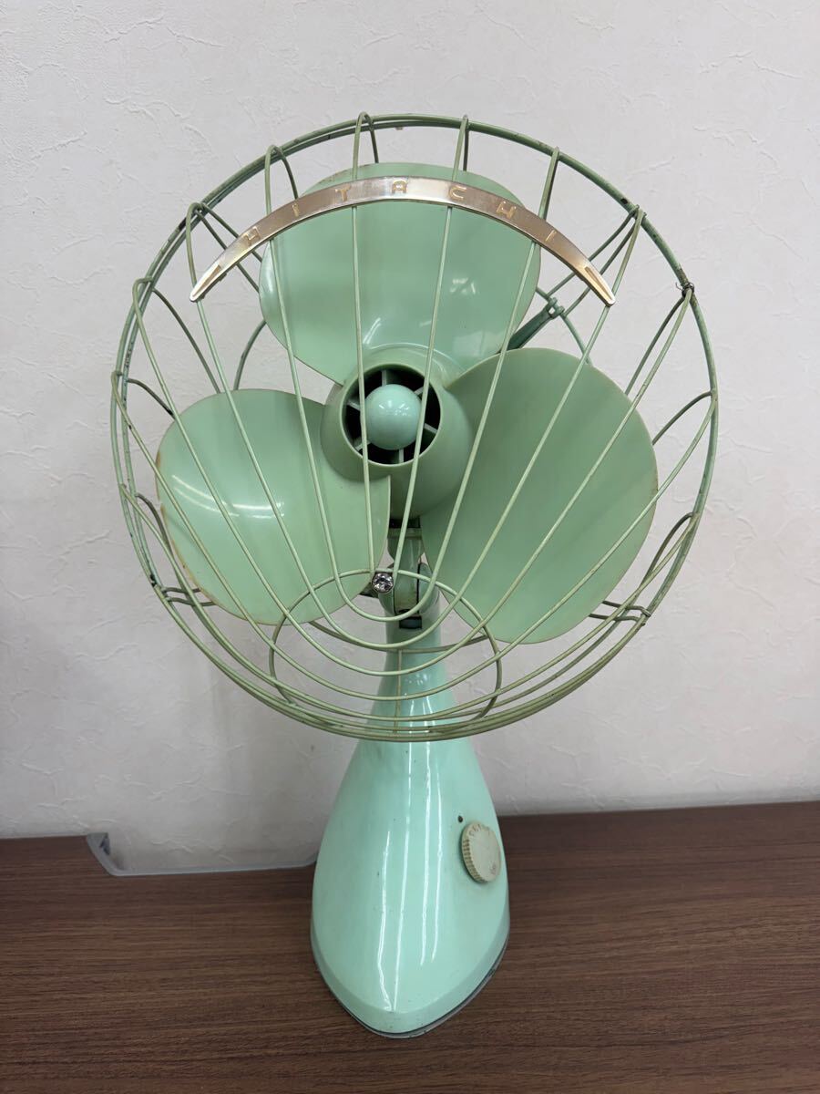 HITACHI 卓上扇風機 レトロ 日立 3枚羽 ミントグリーン アンティーク