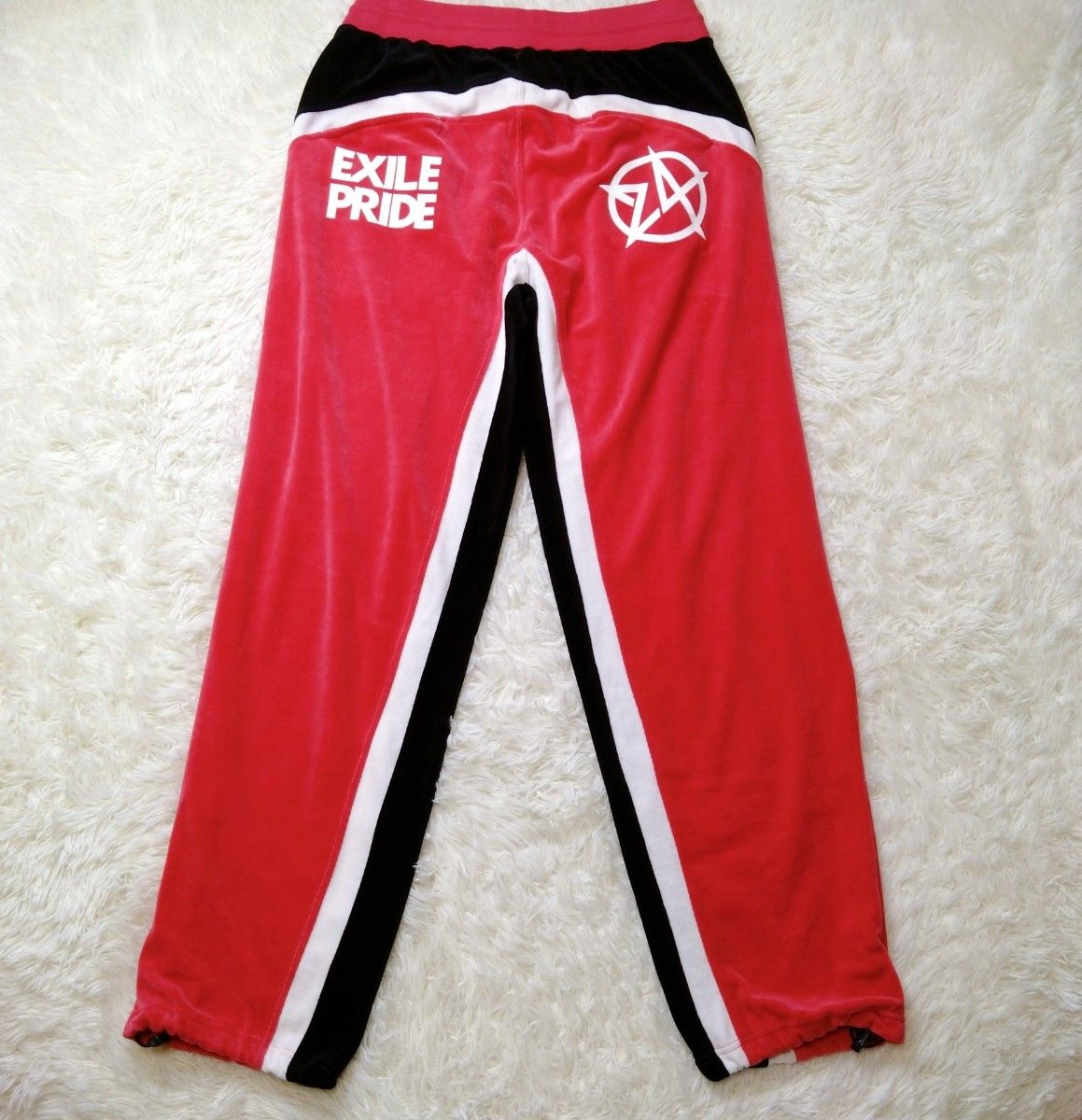 24karatsベロアジャージ上下セットアップ EXILE ドローコード 赤黒M