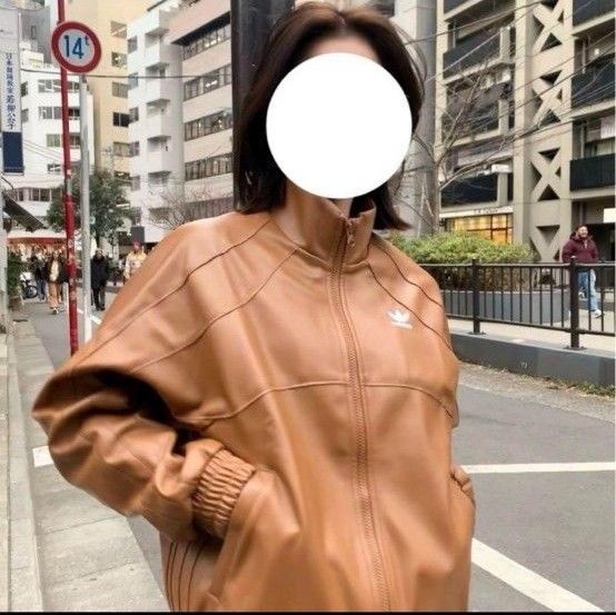 美品】adidasオリジナル フェイクレザージャケット ブラウン Lサイズ