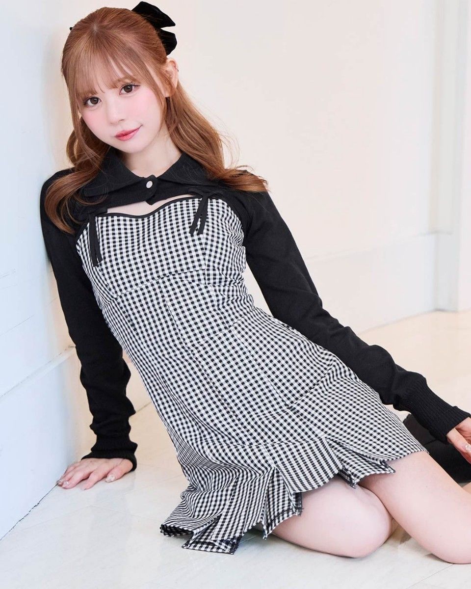 ミシェルマカロン ギンガムチェックワンピースセット フリーサイズ