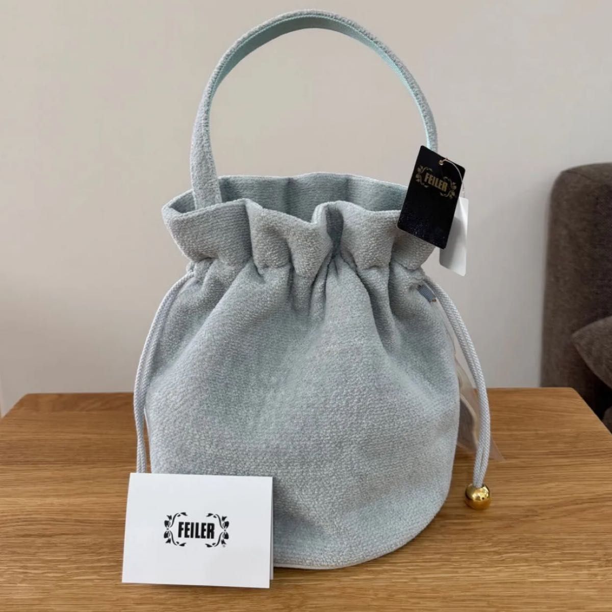 新品 未使用 FEILER フェイラー ユニ ゴルフ女子 巾着バッグ シルバー