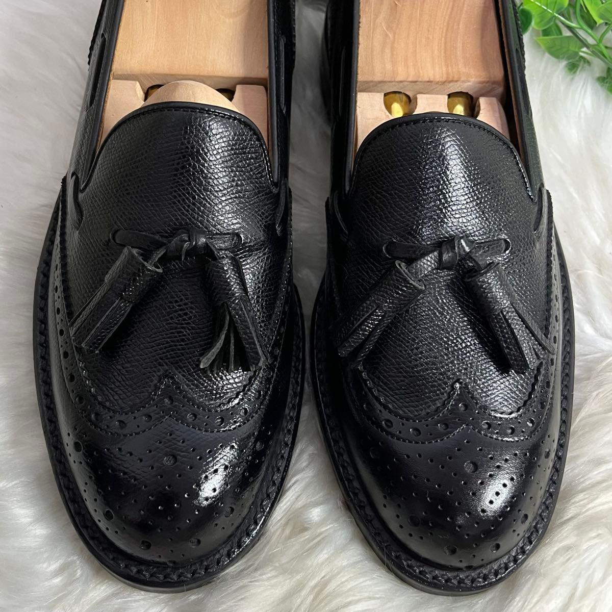 超美品 リーガル タッセルローファー ブラック シボ革 ウイングチップ