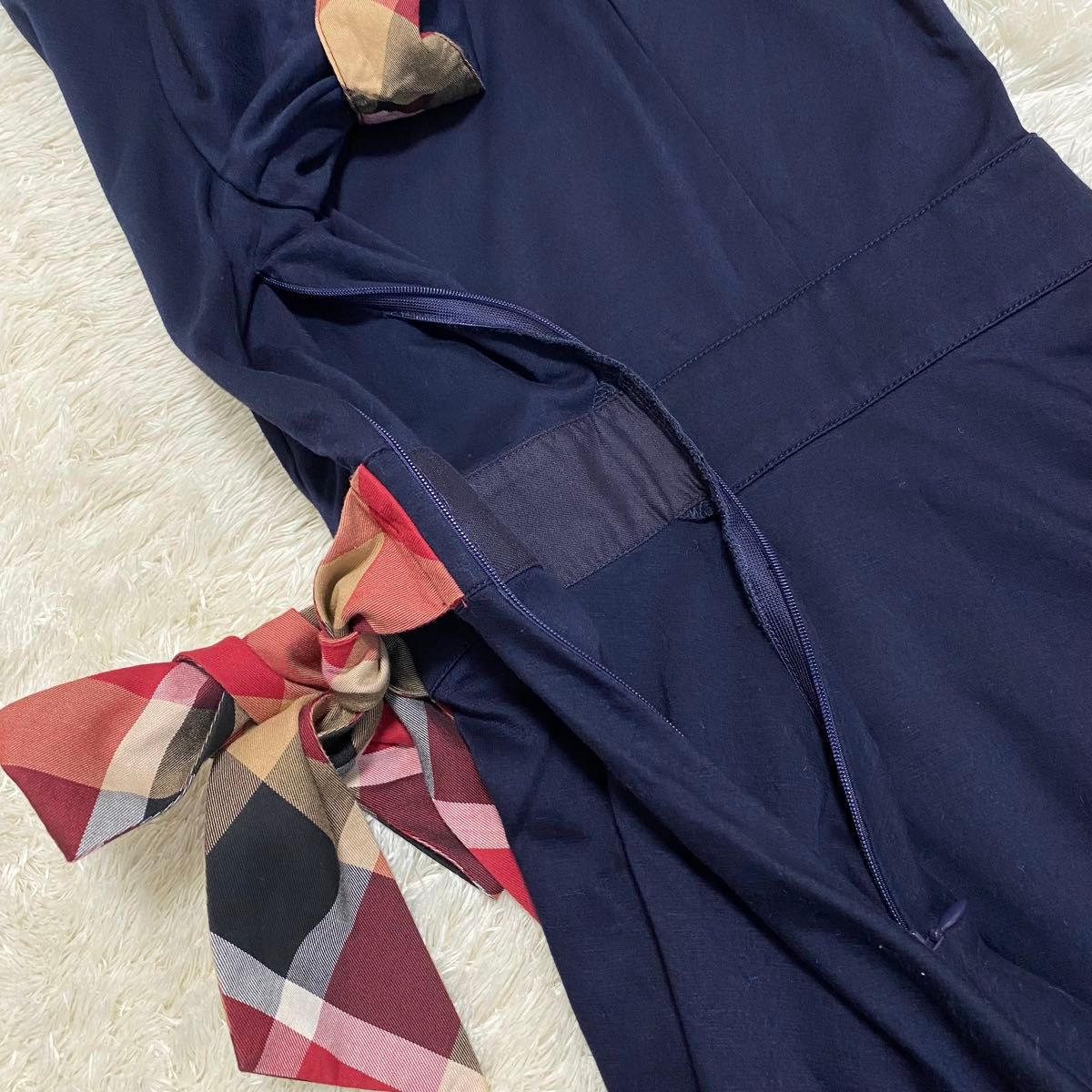 美品 ブルーレーベルクレストブリッジ ワンピース チェック 半袖