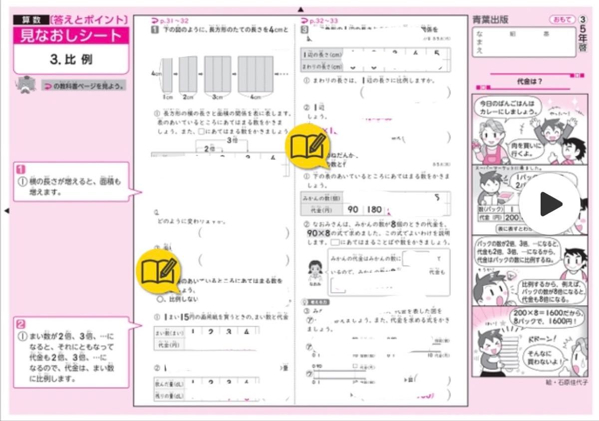 小学5年 算数 啓林館 青葉出版 カラーテスト 見なおしシートのQRコード