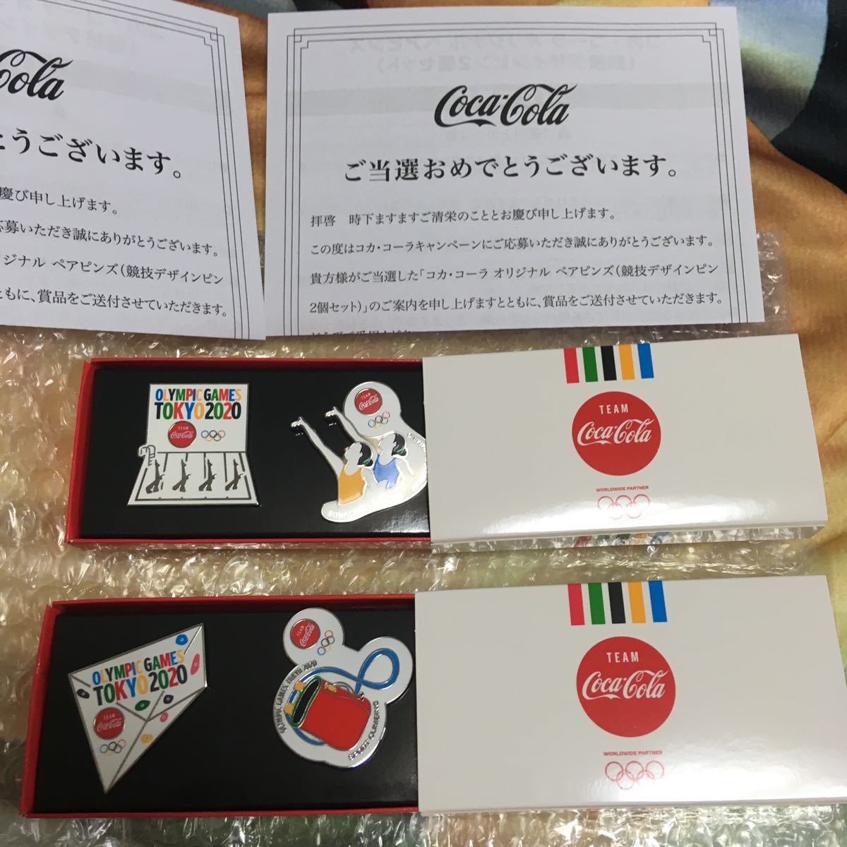 未使用・箱付き TEAM Coca-Cola 東京2020 非売品ピンバッジ 未使用