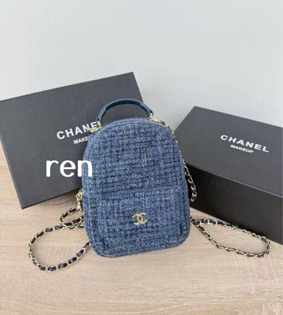 新品 CHANEL シャネル ノベルティ リュックサック ネイビー ツィード