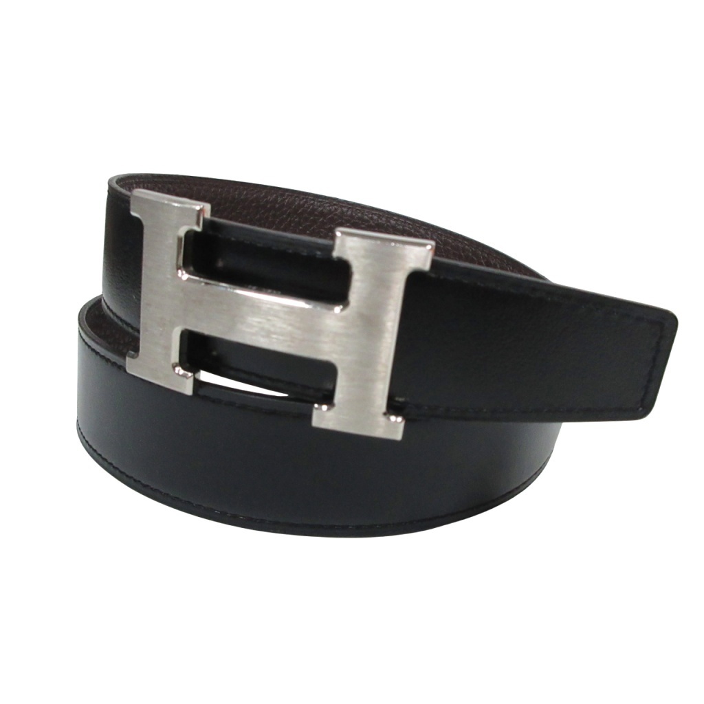 HERMES Hベルト コンスタンス レザー ブラック シルバー金具 Y刻印