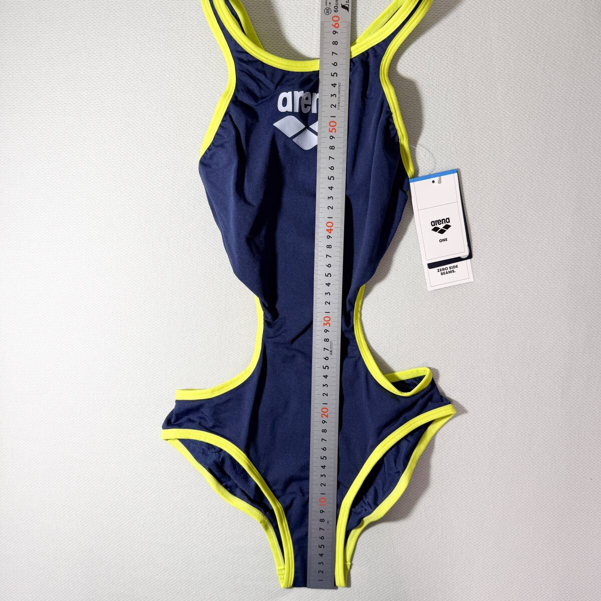 Arena アリーナ 女性用 競泳水着 Big logo navy/soft green USA32