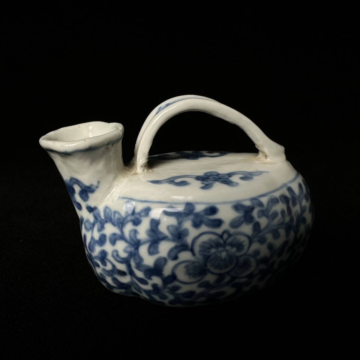 平戸焼 染付 面取 六角 水注 酒次 古美術 古道具 アンティーク 酒器