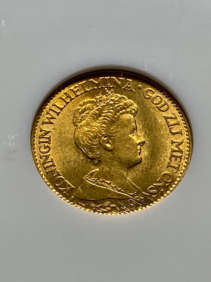 1917年 オランダ 10ギルダー金貨(6 729g 金品位0 900) ウィルヘルミナ