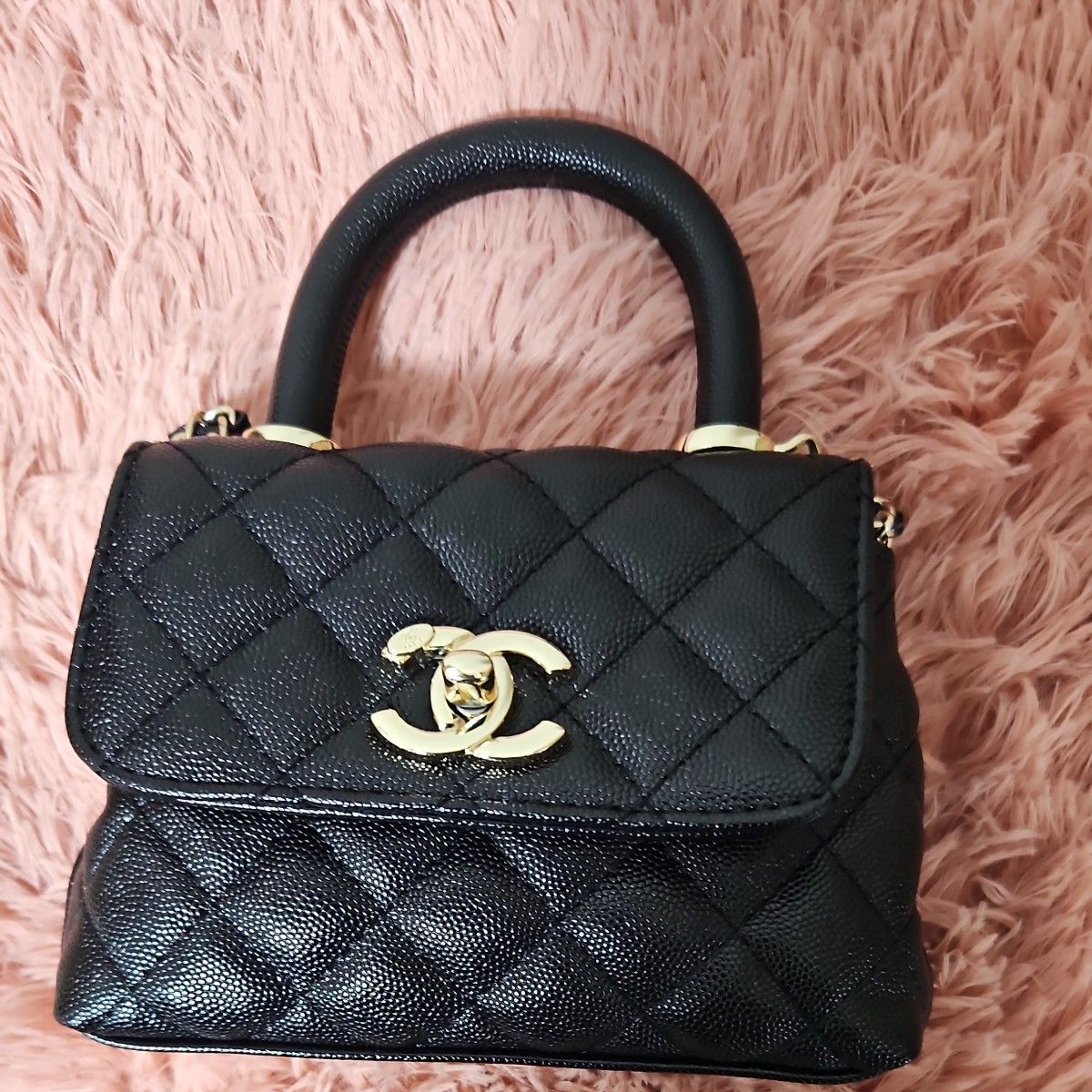 シャネル CHANEL ココハンドル ミニバッグ キャビアスキン ブラック