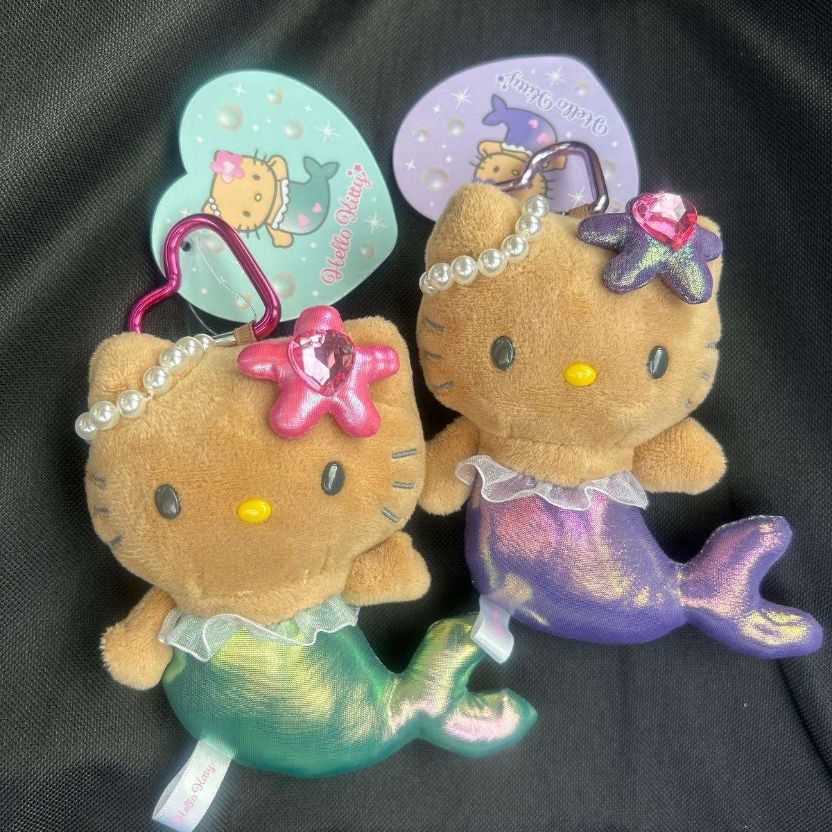 日焼けキティ マーメイド 人魚 マスコット キーホルダー 2個セット