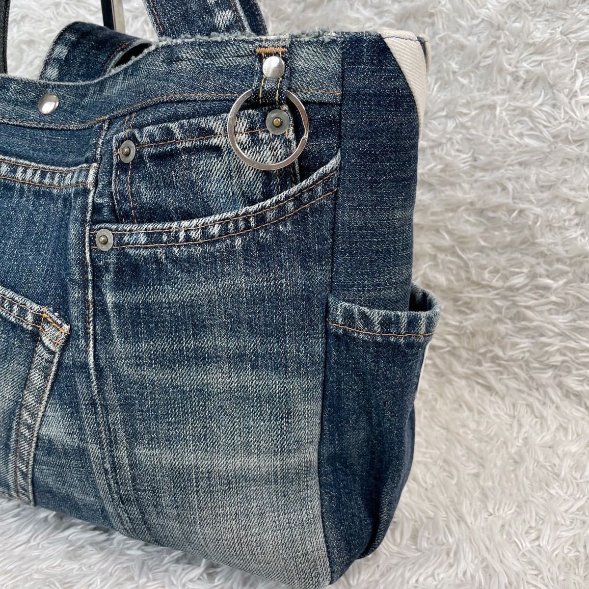 adidas リメイク 古着 トートバッグ バッグ デニム アディダス 再構築