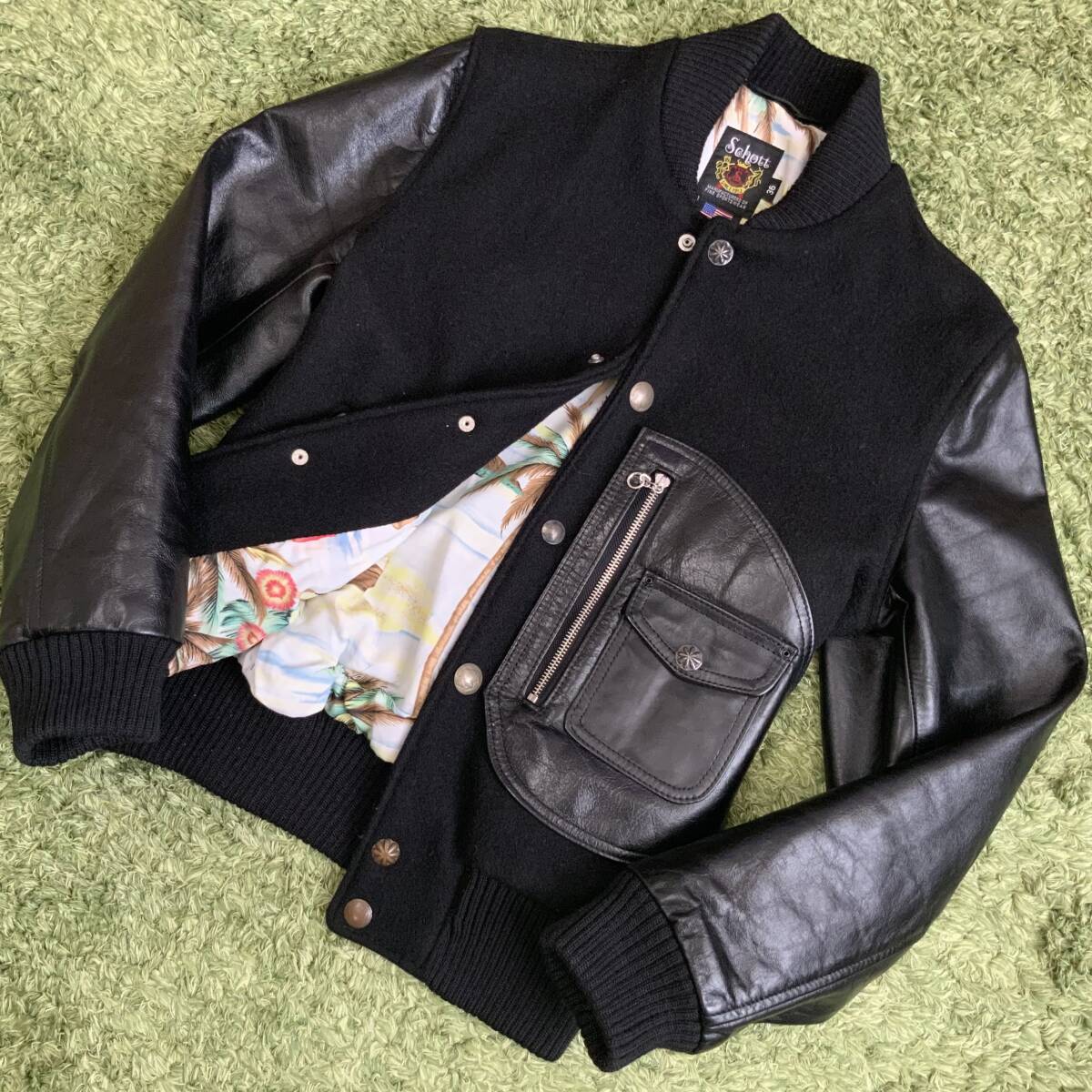 美品 Schott ショット × Ron Herman ロンハーマン Dポケット 袖レザー