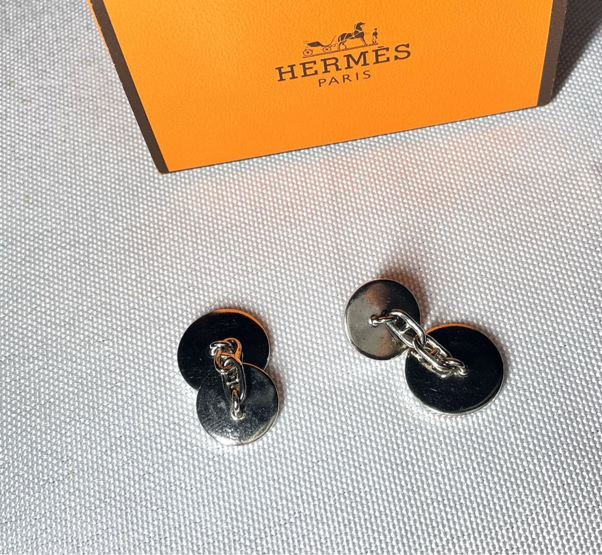 即決希少 HERMES エルメス セリエ ブランドロゴ チェーン カフス