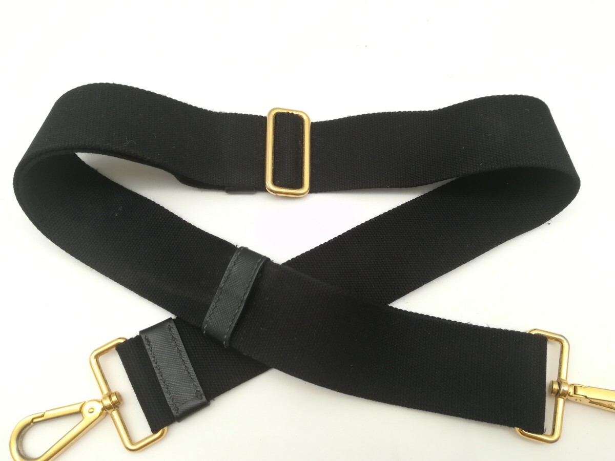 PRADA プラダ ショルダーストラップ ブラック ゴールド キャンバス