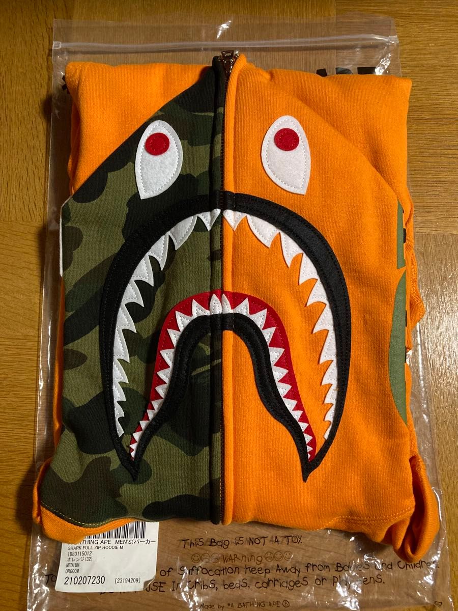 A BATHING APE BAPE シャークパーカー オレンジ 迷彩 Mサイズ｜Yahoo
