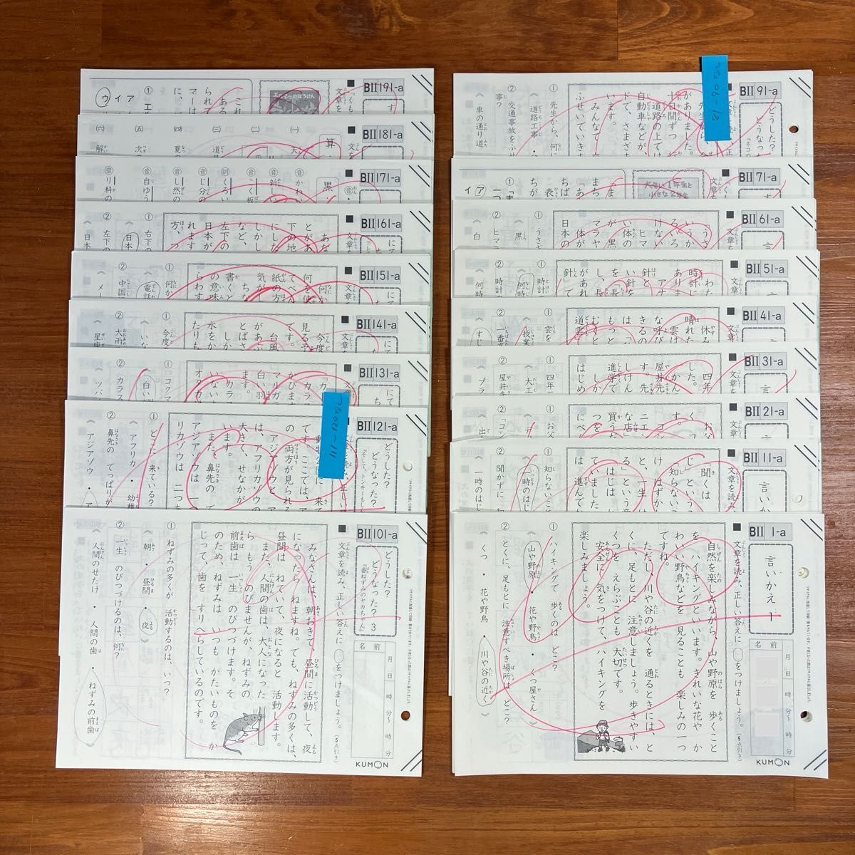 公文 国語 BⅡ教材 1〜200 (欠番81-90 111-120) 教材プリント 書き込み