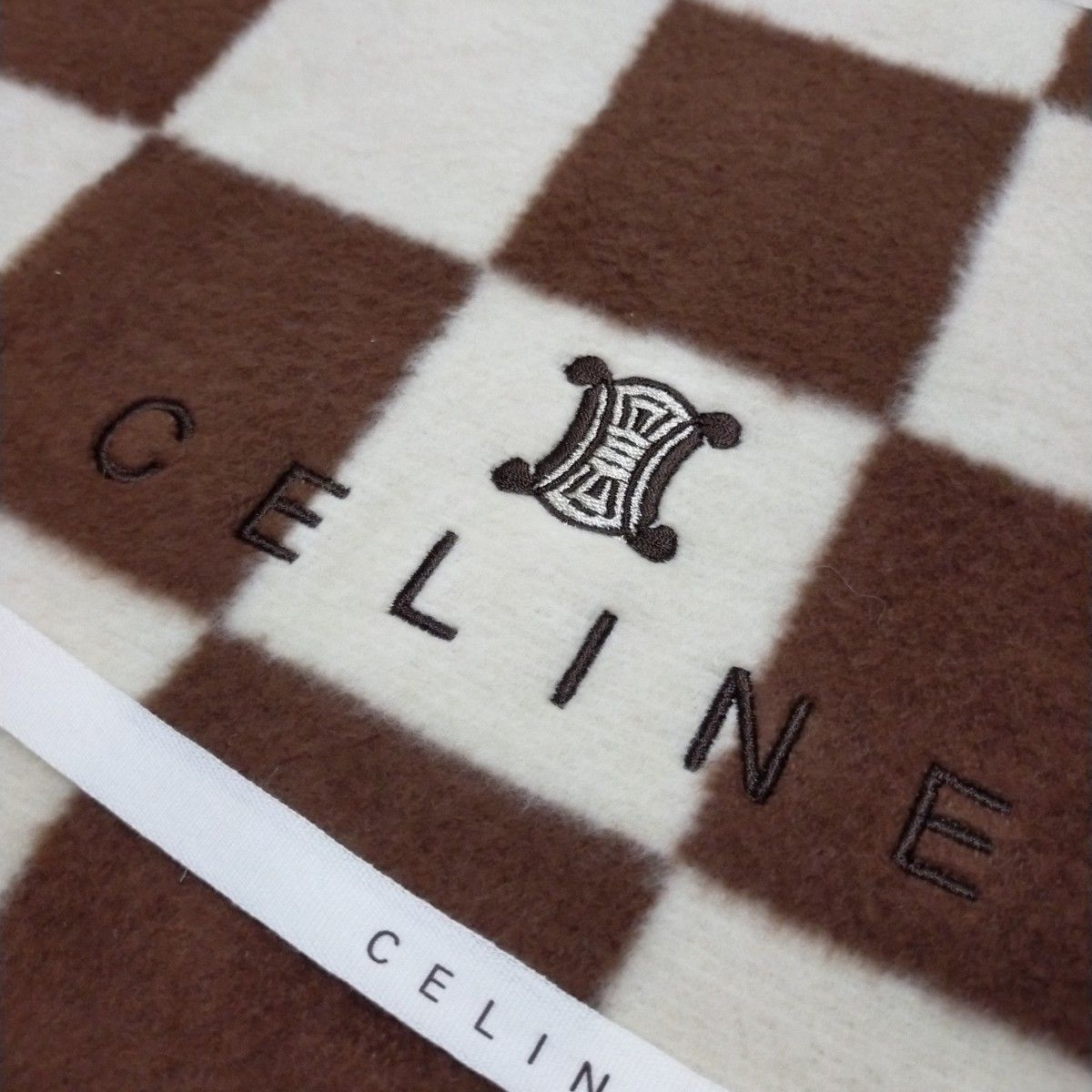 CELINE 綿毛布 西川産業 シルキータッチ ブロック柄 毛布 セリーヌ