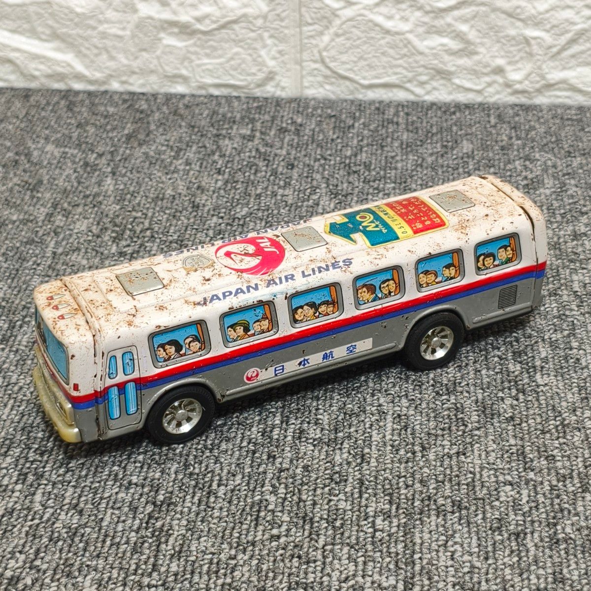 日本航空バス アンティーク 金属製 ブリキ おもちゃ レトロカー バス