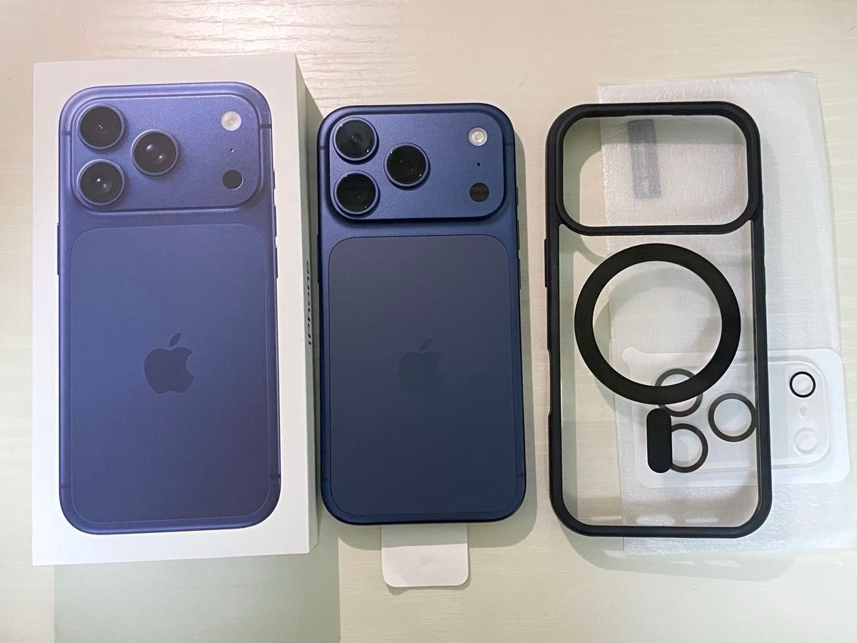 新品】iPhone17Pro 256gb ケース・保護ガラス付き ディープブルー 本日