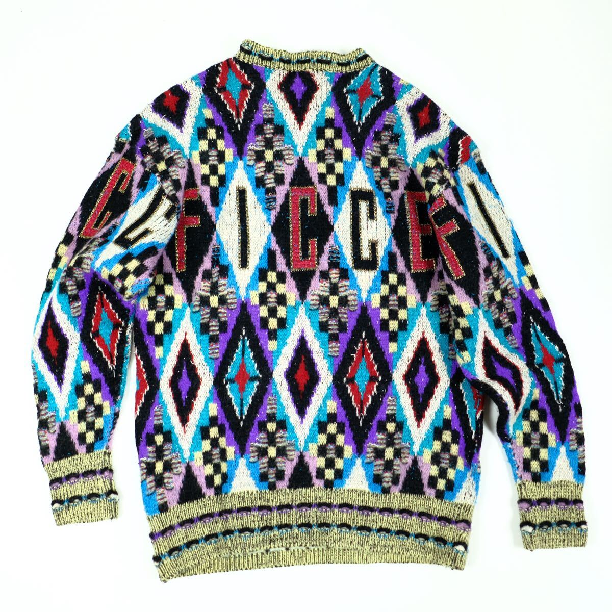 1980s FICCE 総柄ニットセーター 初期 フィッチェ 3D ビートたけし