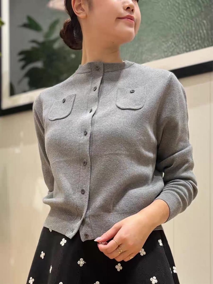 新品 CABaN コットンカシミヤ クルーネックカーディガン XS ライト